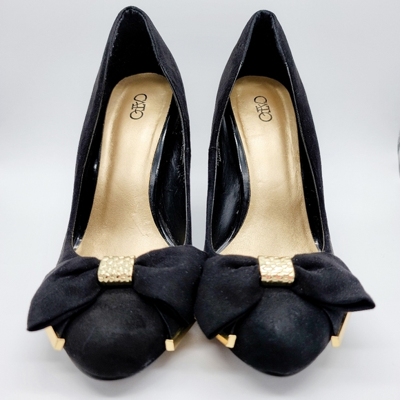CATO Black Suede Chunky Heels - Picture 2 of 10